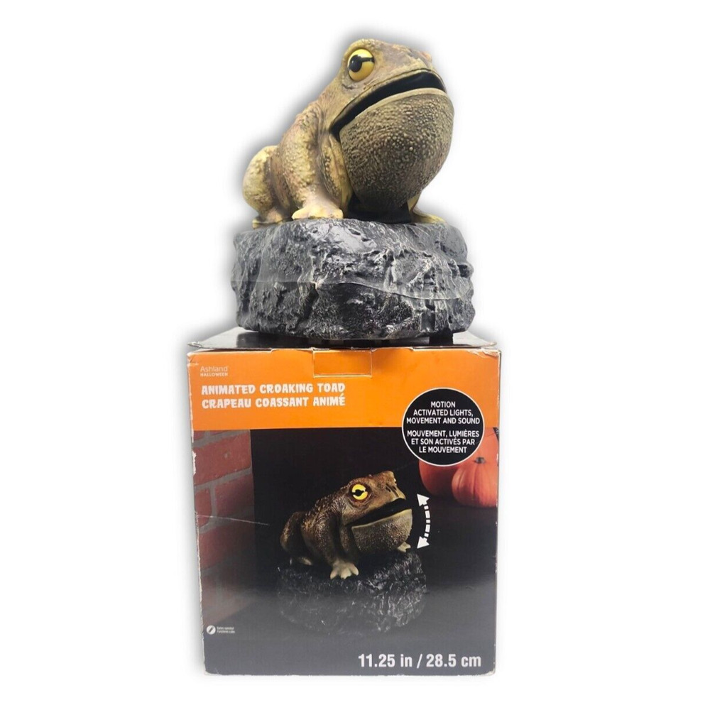 Ashland Halloween Animated Croaking Toad, Motion Activated W/ Sound (See Video)